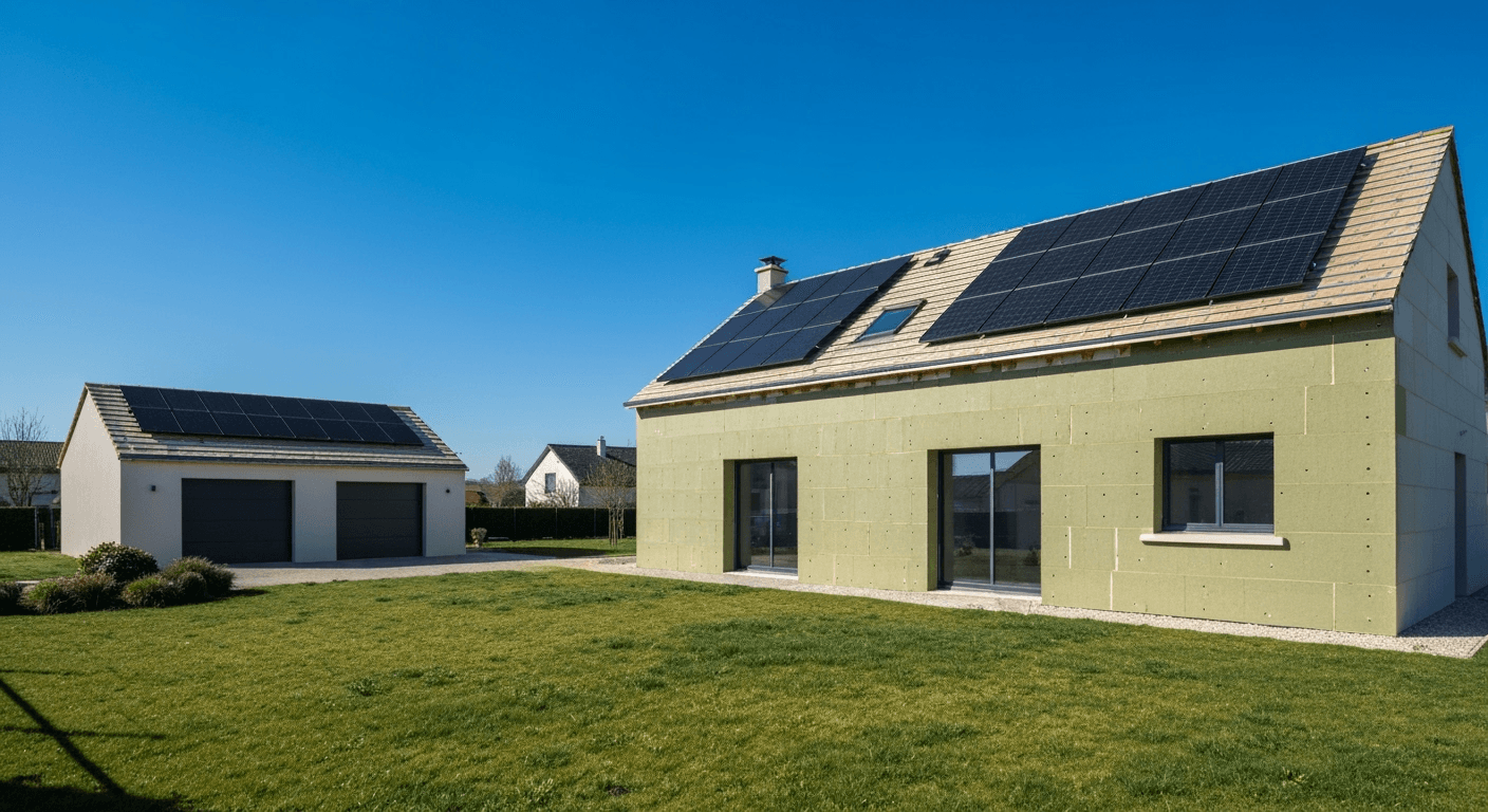 Maison moderne avec panneaux solaires